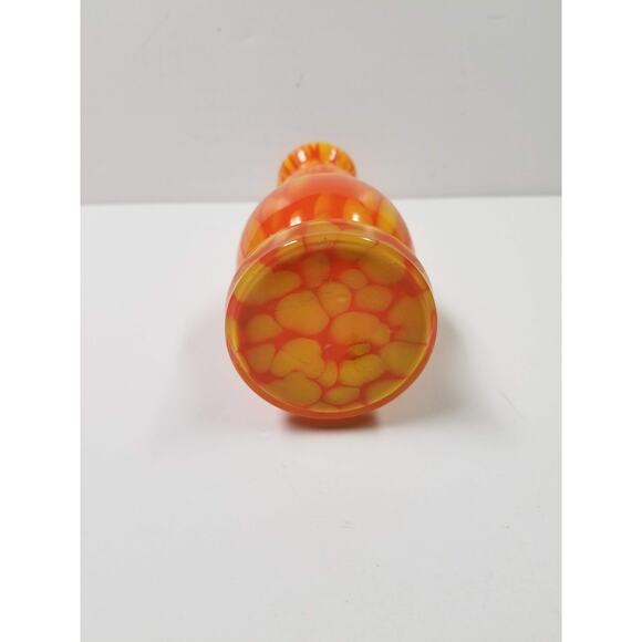 Vintage Art Glass Bud Vase, Orange Yellow Streak, Boho Retro Gift - Picture 6 of 6